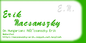 erik macsanszky business card